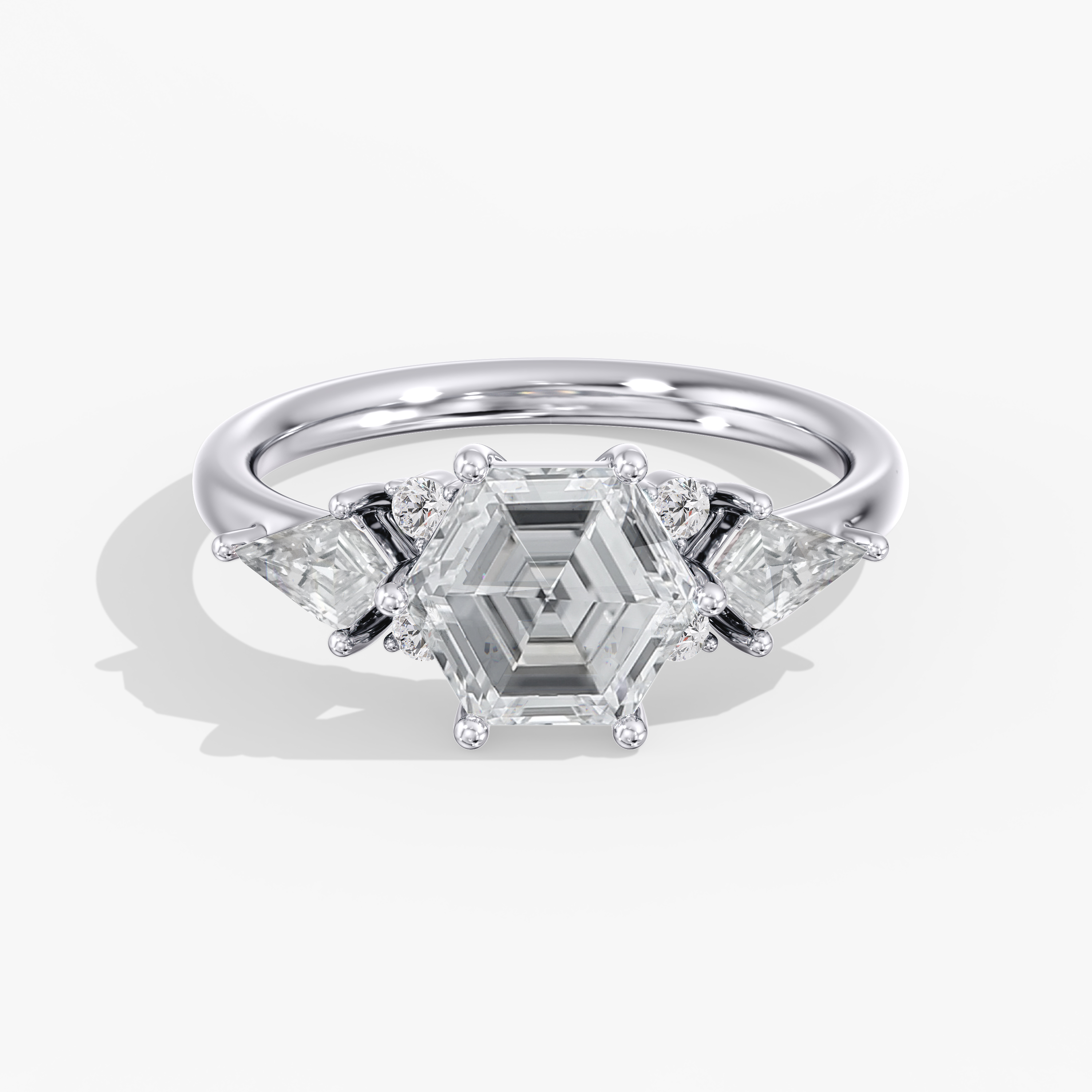Lab Diamond Hexagon & Kite Ring 3 Ctw.