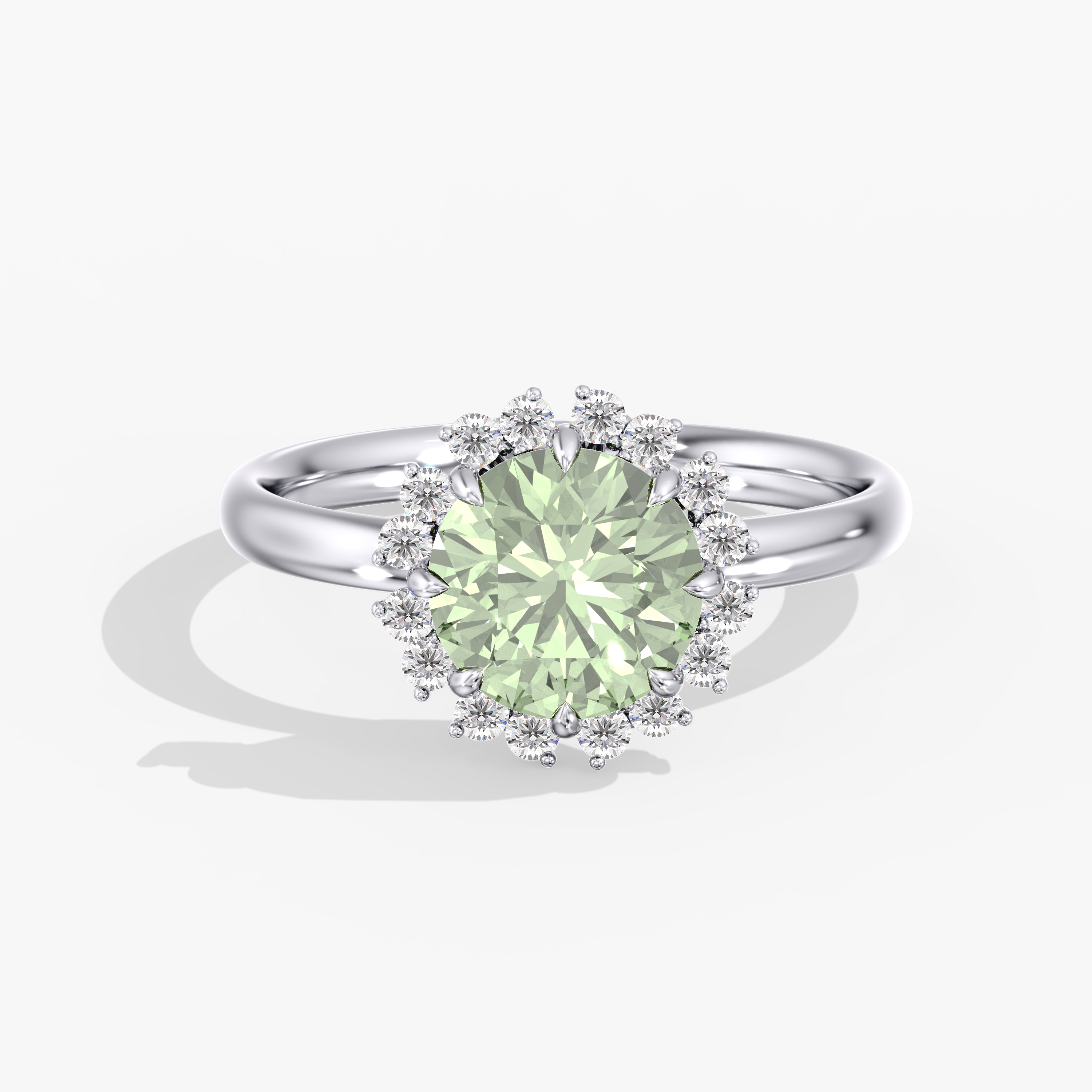 Lab Diamond Fancy Vivid Green Halo Ring 2 Ct.