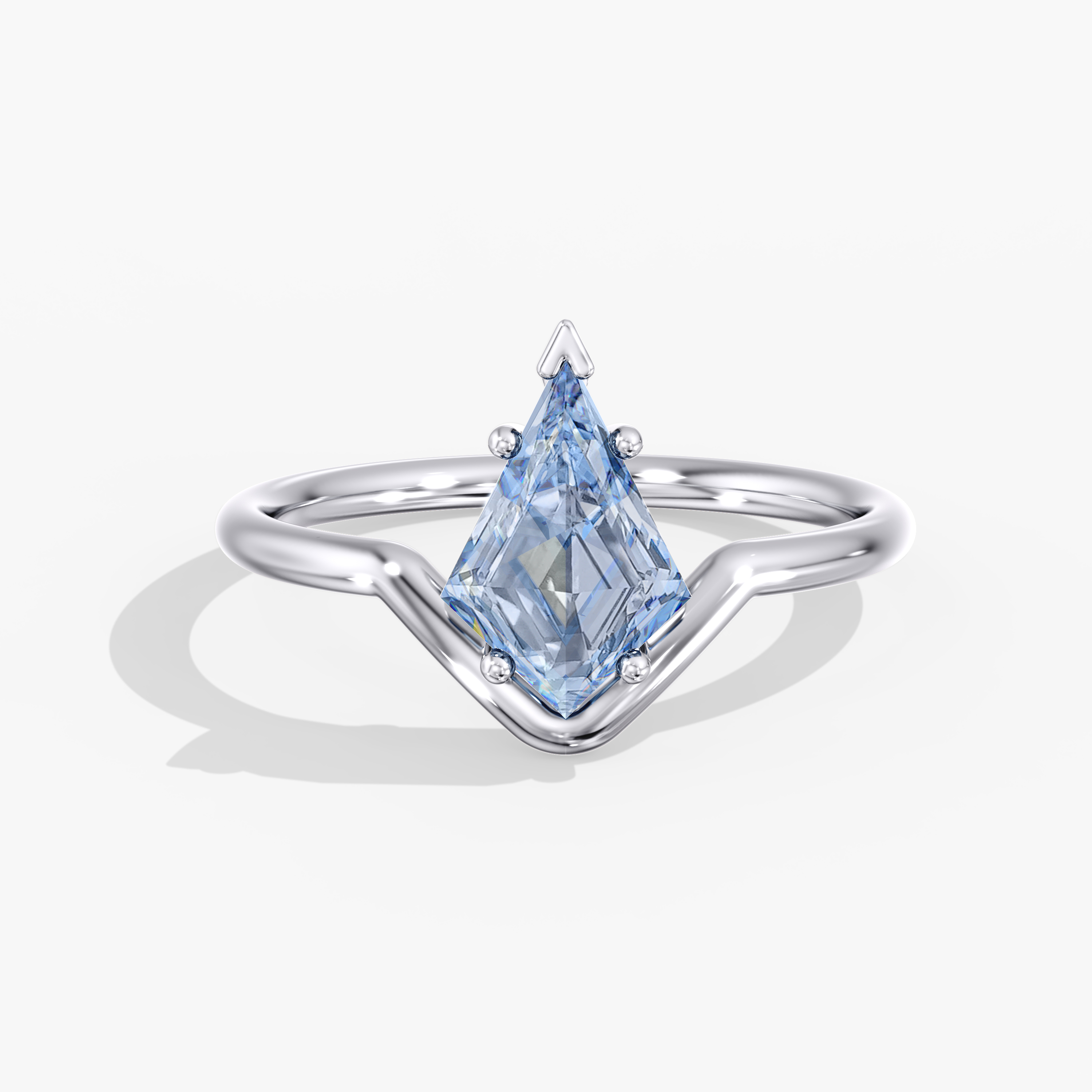 Lab Diamond Fancy Vivid Blue Kite Ring 1 1/2 Ct.