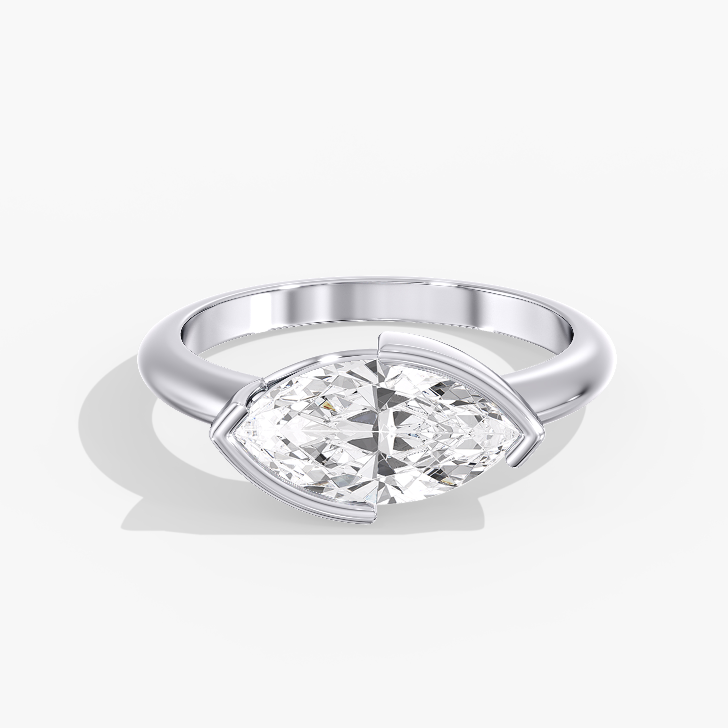 Lab Diamond Half Bezel Marquise Ring 2 Ct.