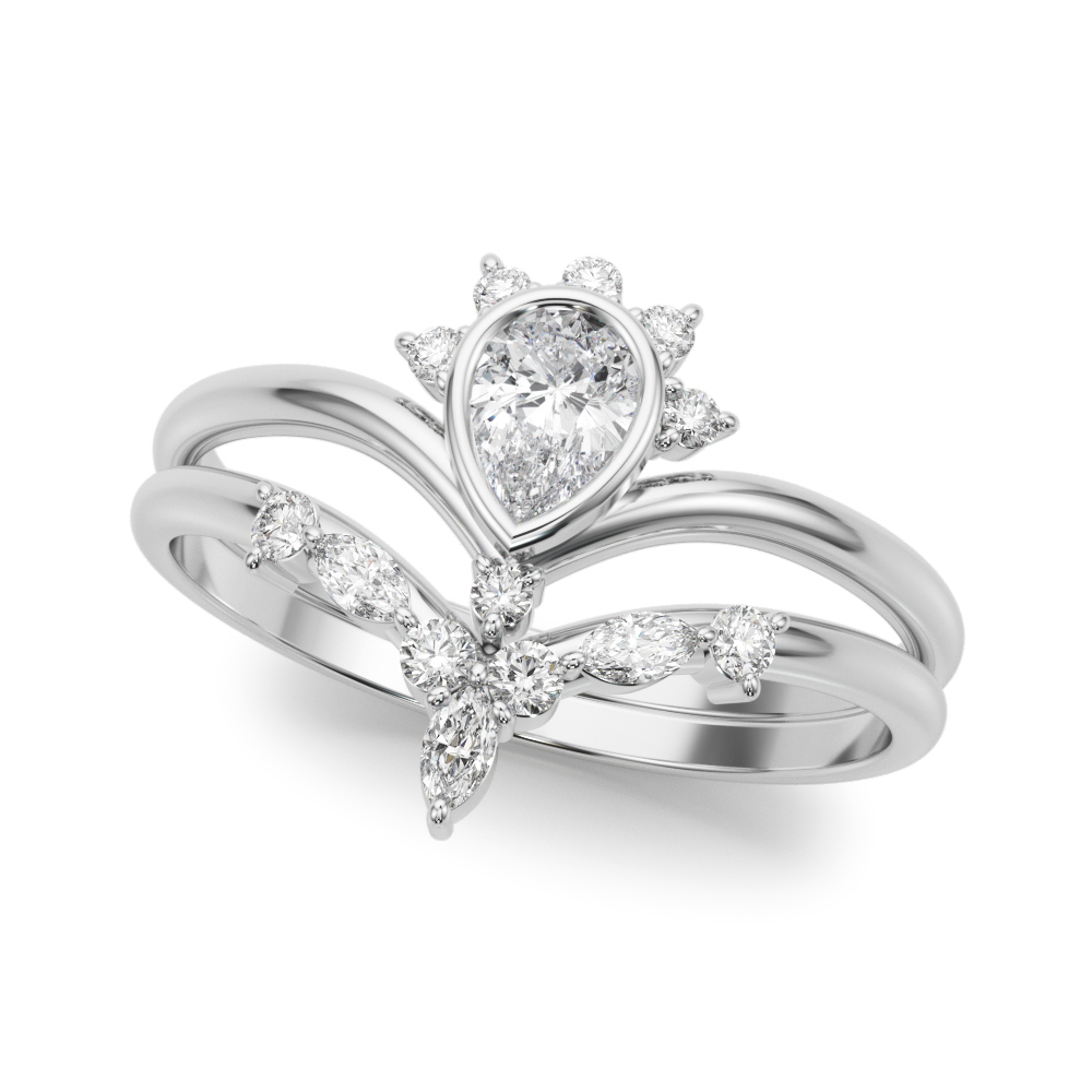 Lab-Grown Diamond Chevron Pear Shape Fashion Ring