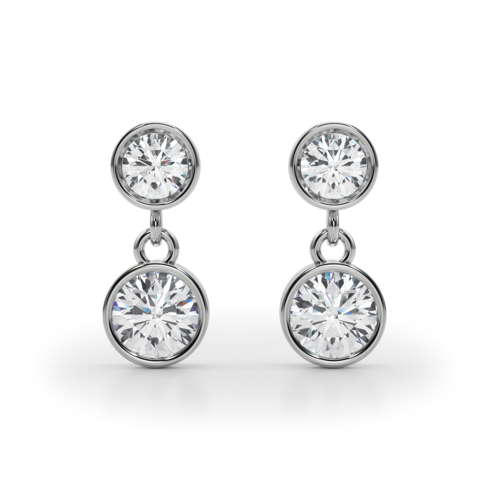 Modern Bezel Set Drop Earrings