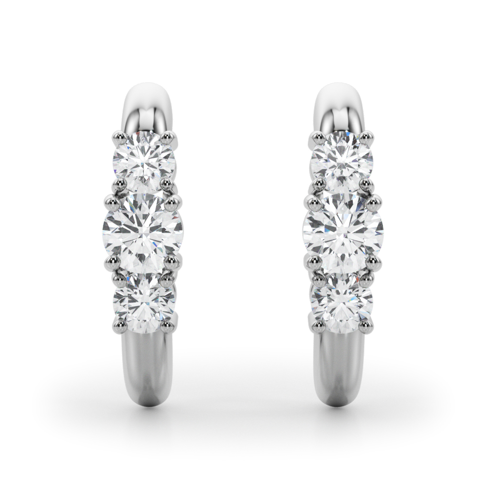 3-Stone Huggie Hoop Earrings