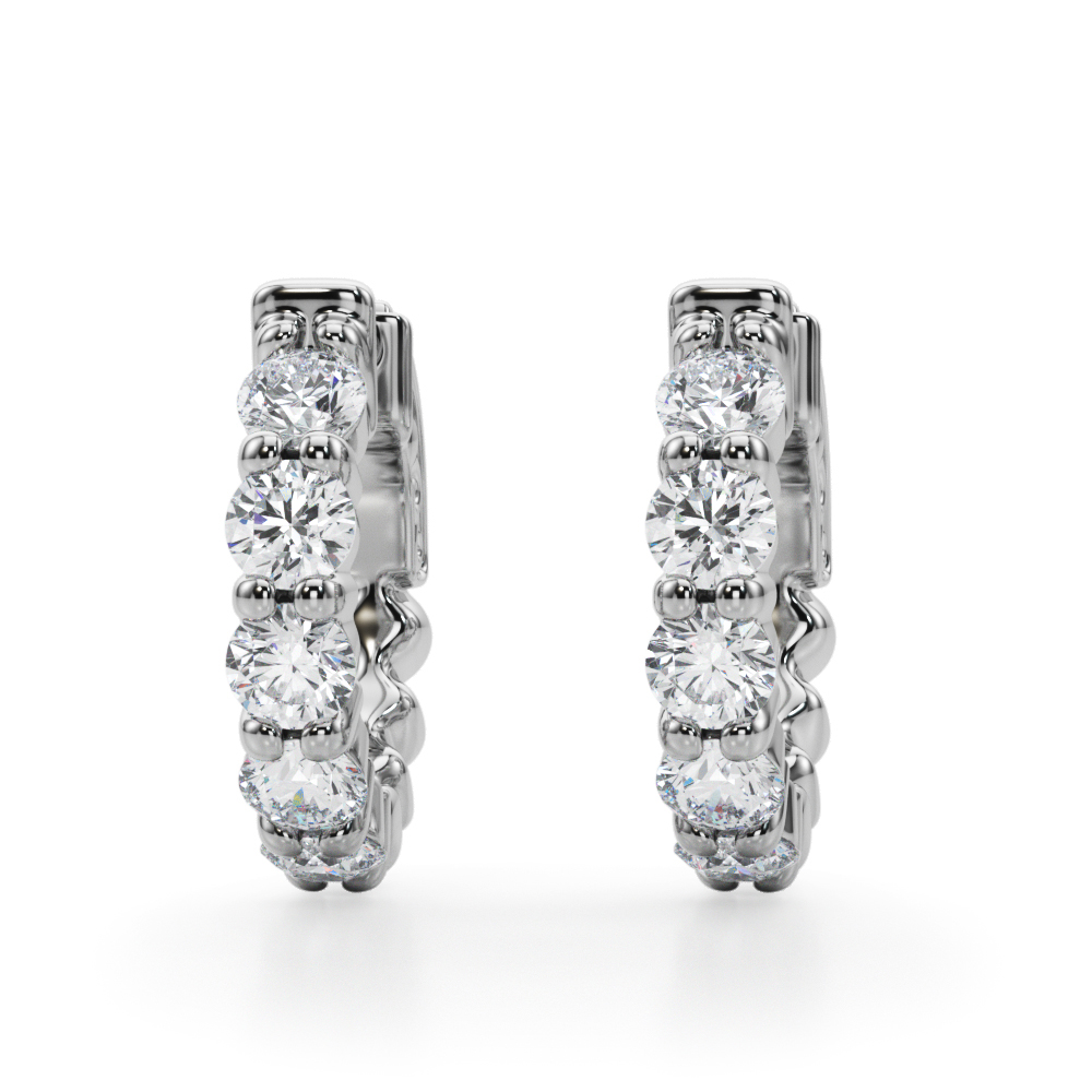Lab-Grown Diamond Shared Prong Vault Lock Hoop Earrings