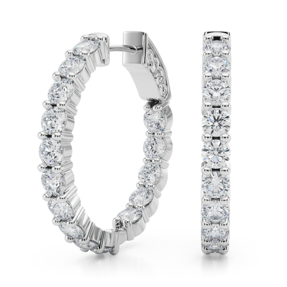 Inside-Out Shared Prong Round Hoop Earrings