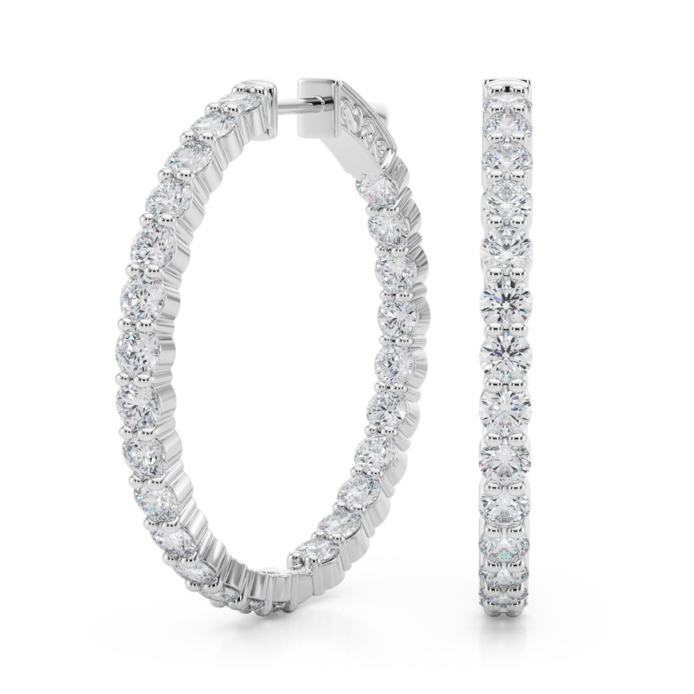 Inside-Out Shared Prong Round Hoop Earrings