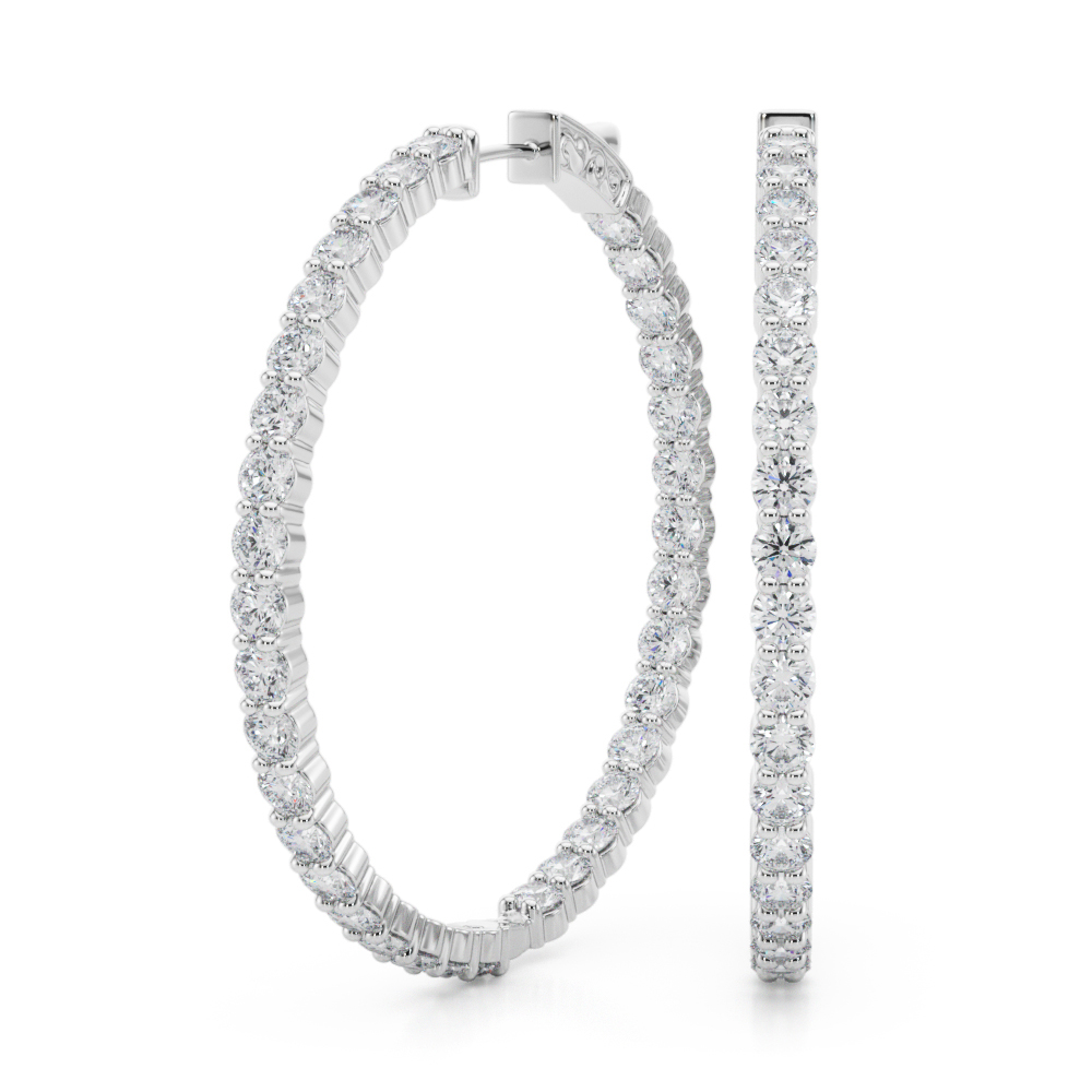 Inside-Out Shared Prong Round Hoop Earrings