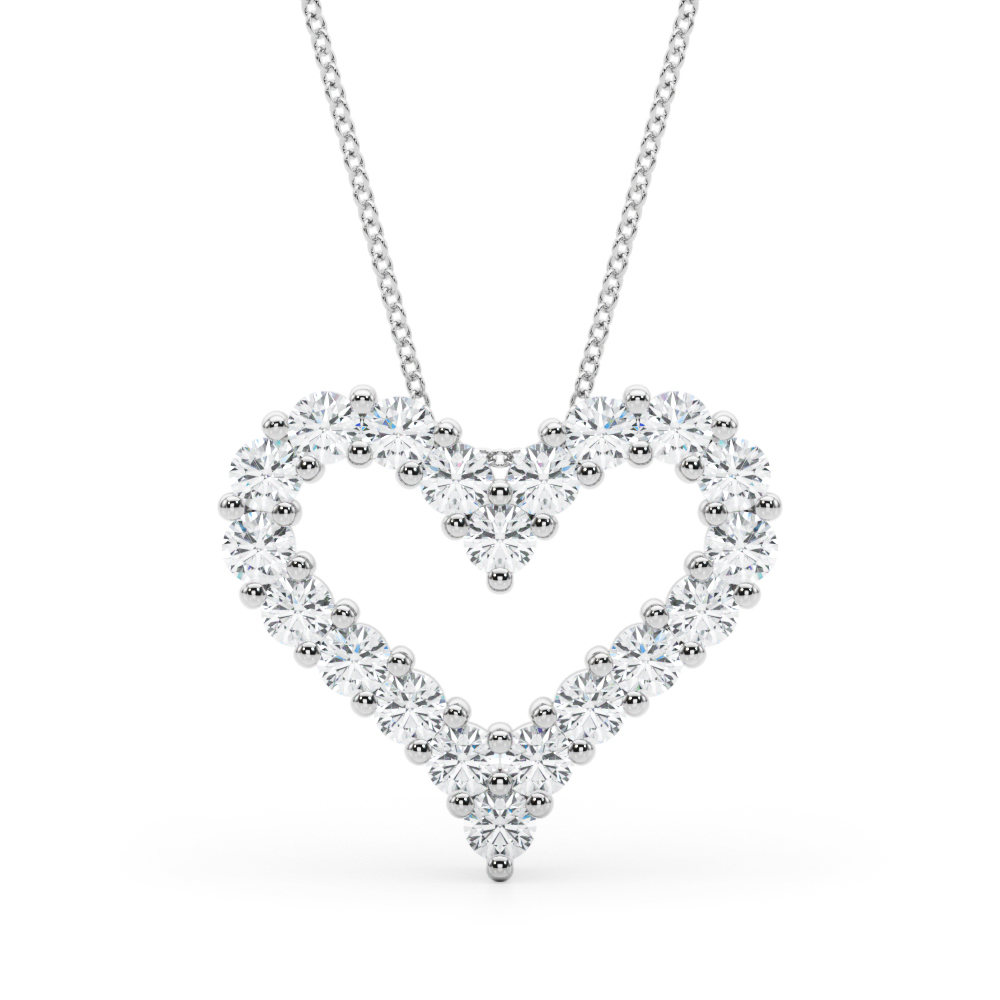 Shared Prong Heart Shape Pendant Necklace
