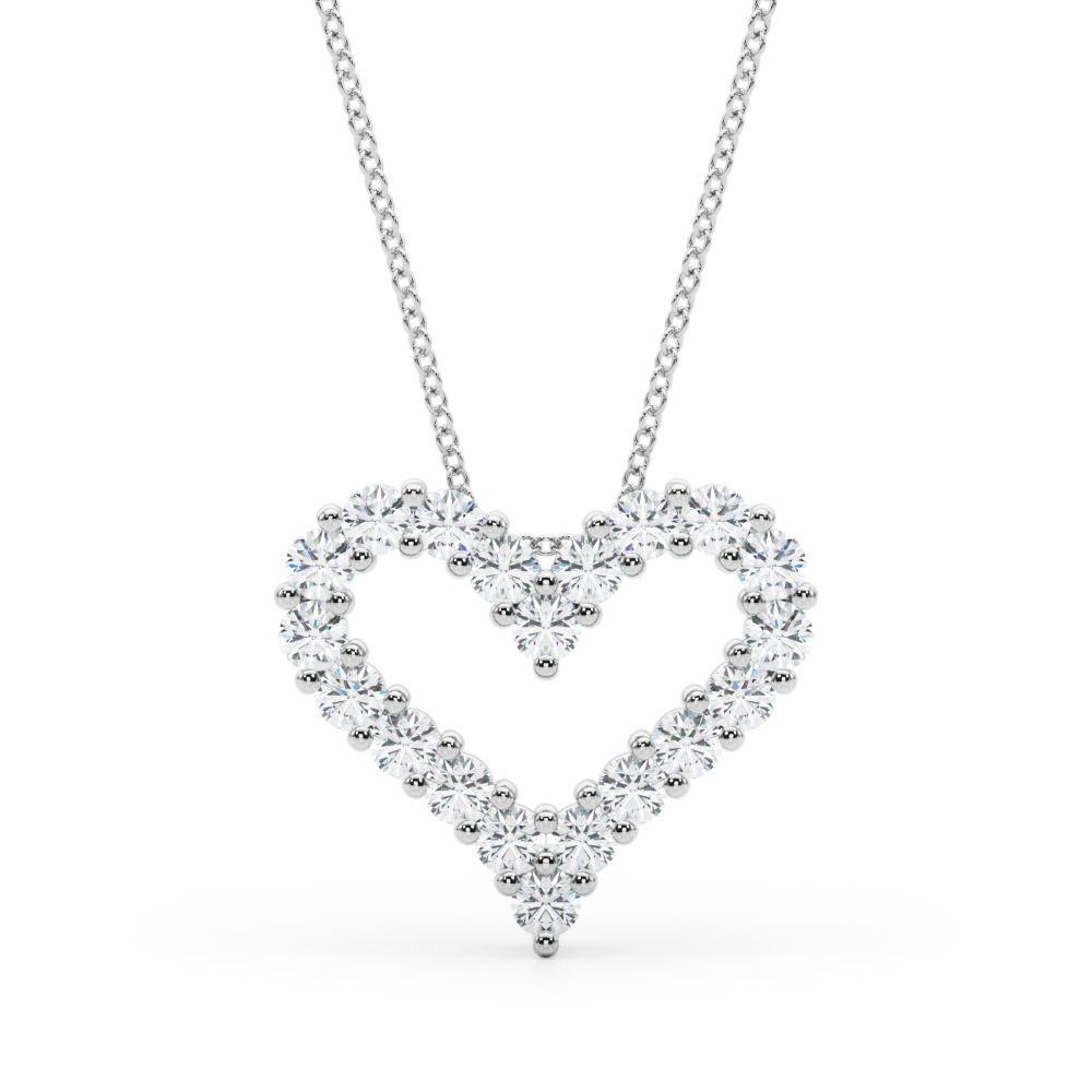 Shared Prong Heart Shape Pendant Necklace