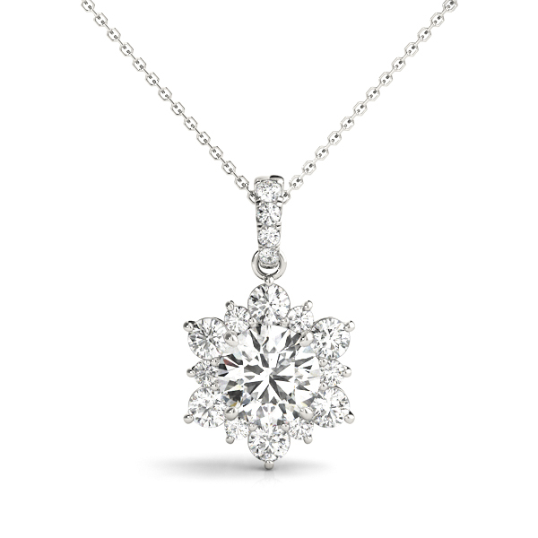 Round Floral Halo Pendant