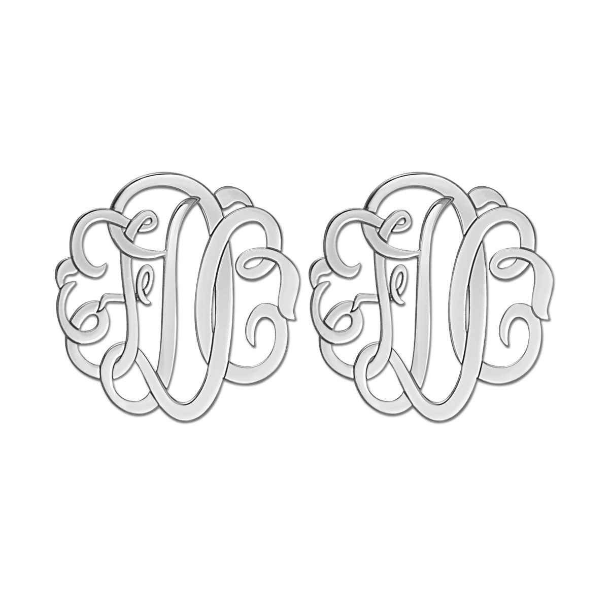 Fancy Script Monogram Earrings