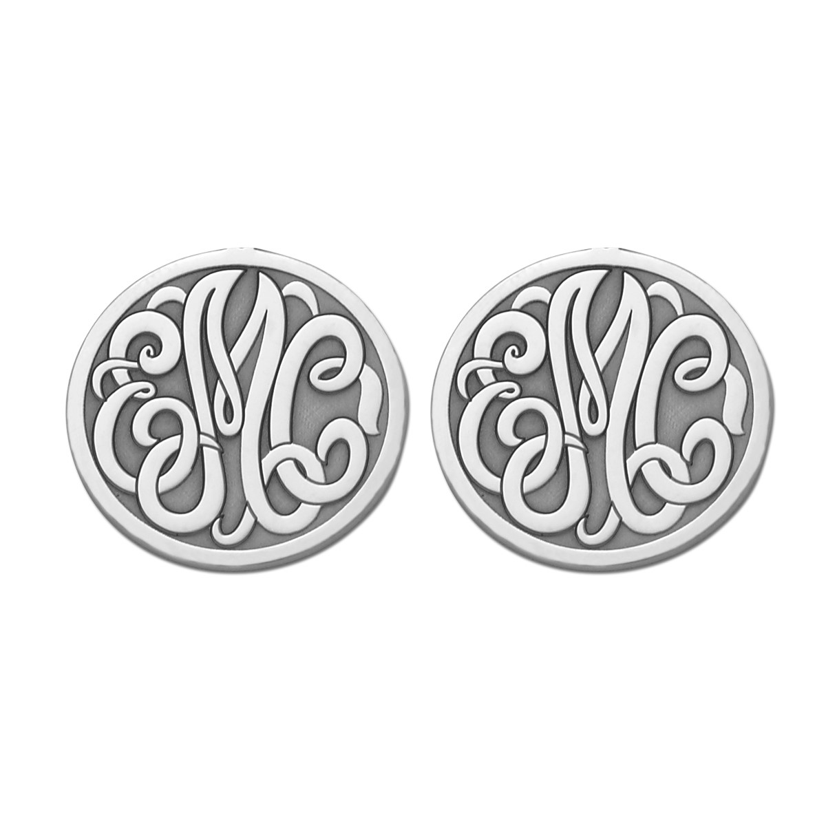 20mm Engraved Initial Monogram Earrings