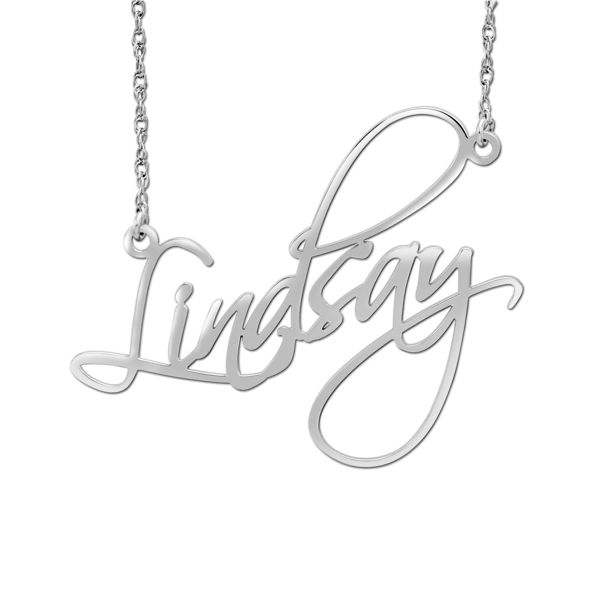 14K W Hi Polish Name Pers Neck