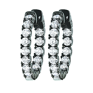 Black CZ Inside-Outside Hoop Earrings