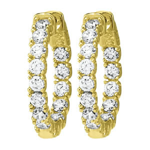 Yellow CZ Inside-Outside Hoop Earrings
